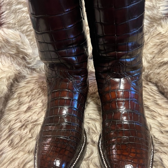 Lucchese Mahogany Full Caiman Gator western cowboy Boots - Picture 2 of 16